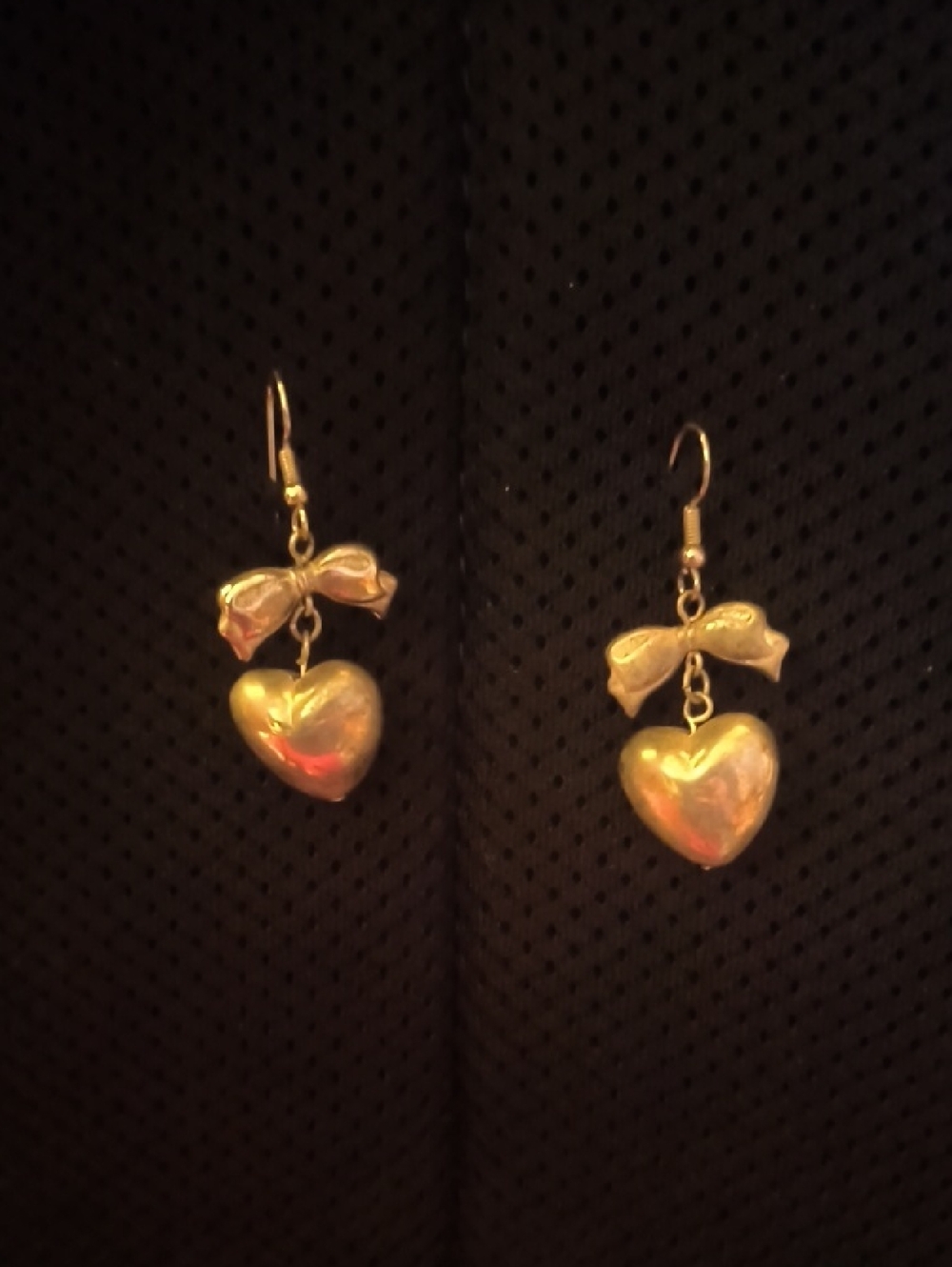 Silver Bow & Heart Drop Earrings for Women